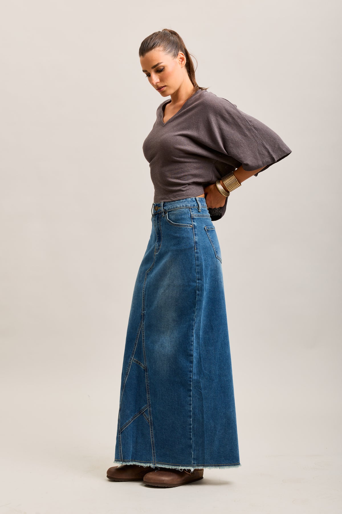 Toxik3 geteilter Jeansrock aus Lyocell-Jeans