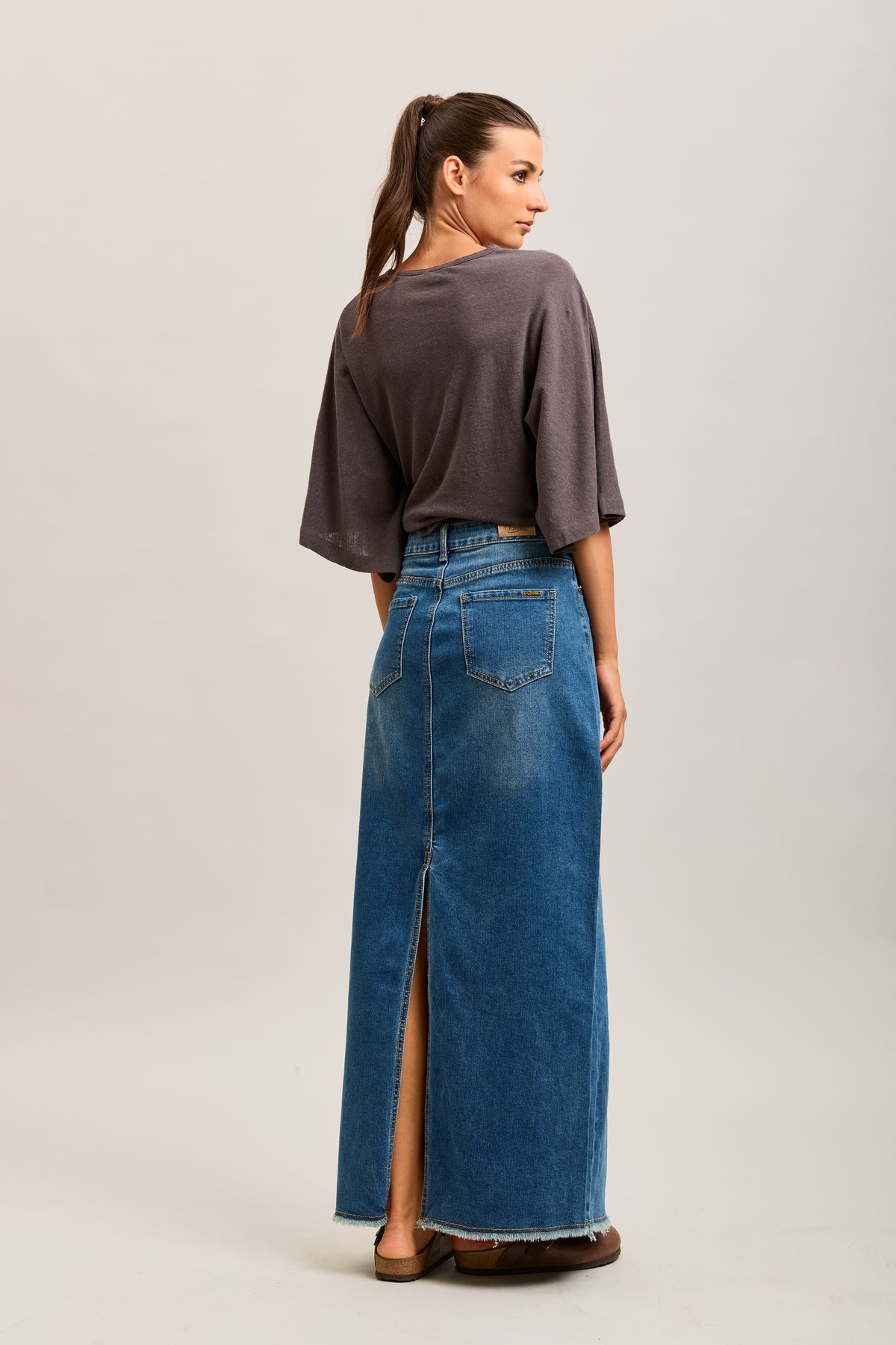 Toxik3 geteilter Jeansrock aus Lyocell-Jeans