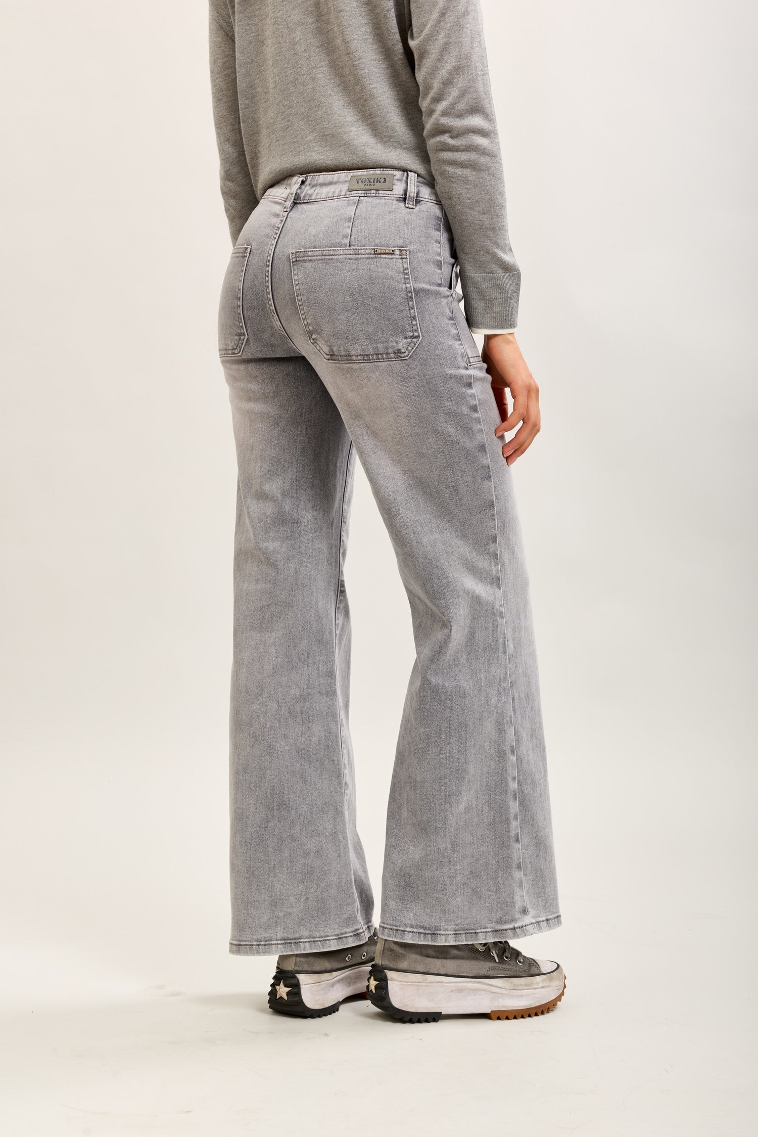 Toxik3 wide stretch denim pants with carpenter pockets