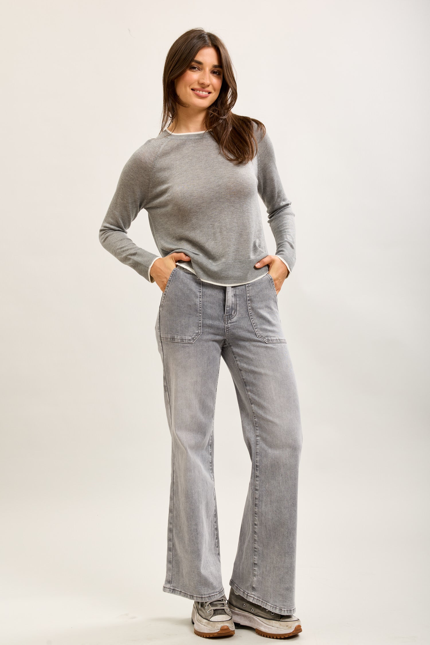 Toxik3 wide stretch denim pants with carpenter pockets