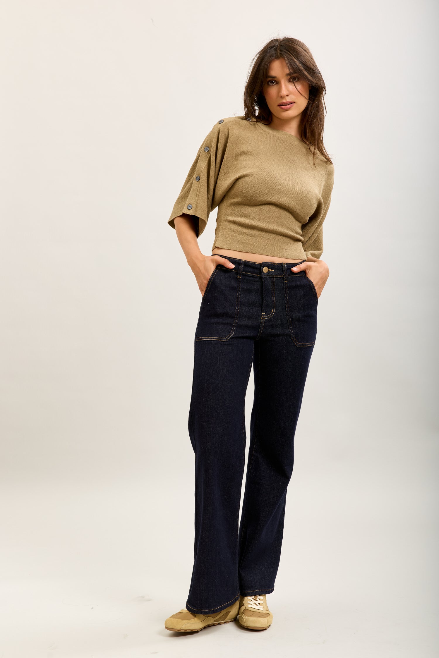 Toxik3 wide stretch denim pants with carpenter pockets