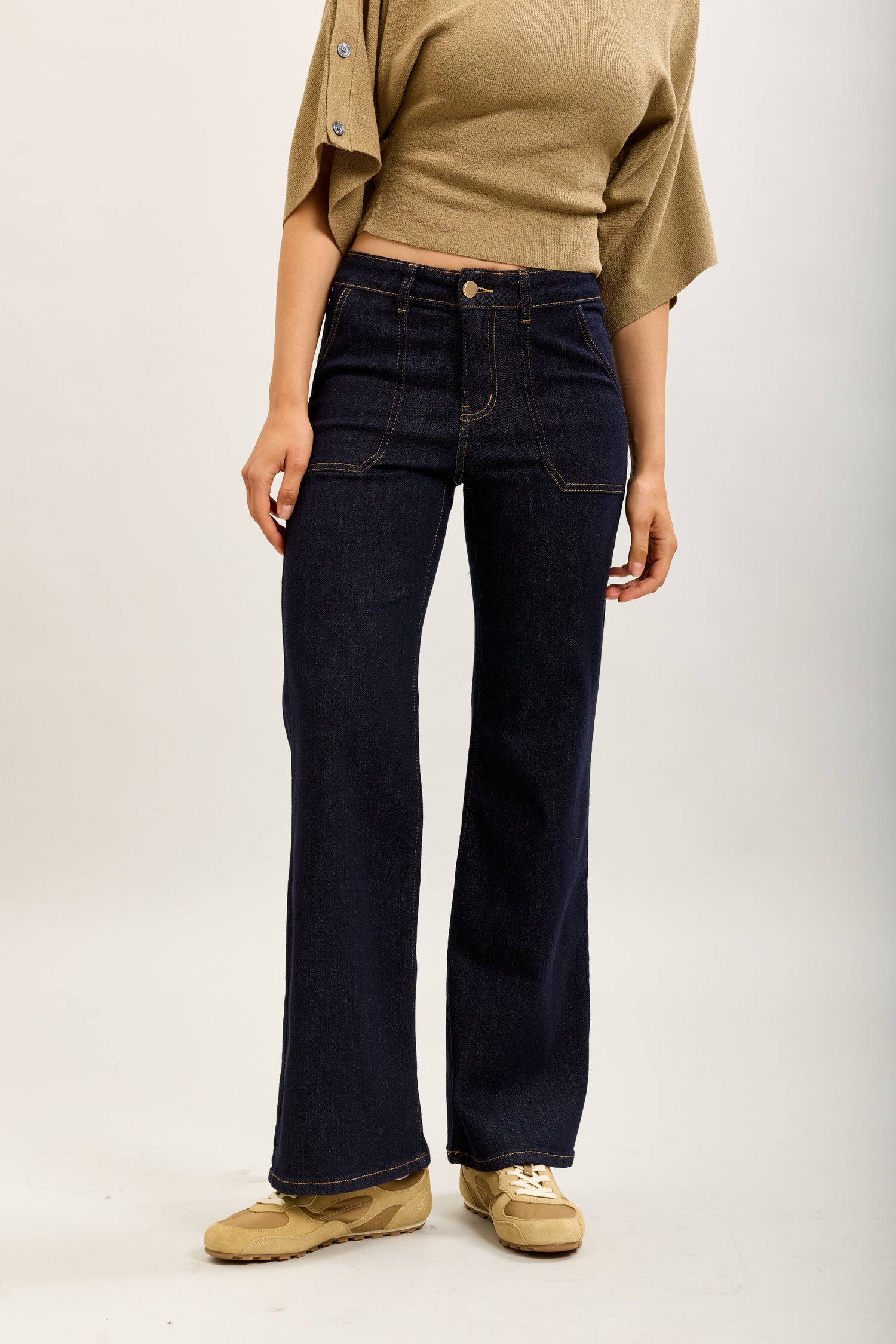 Toxik3 wide stretch denim pants with carpenter pockets