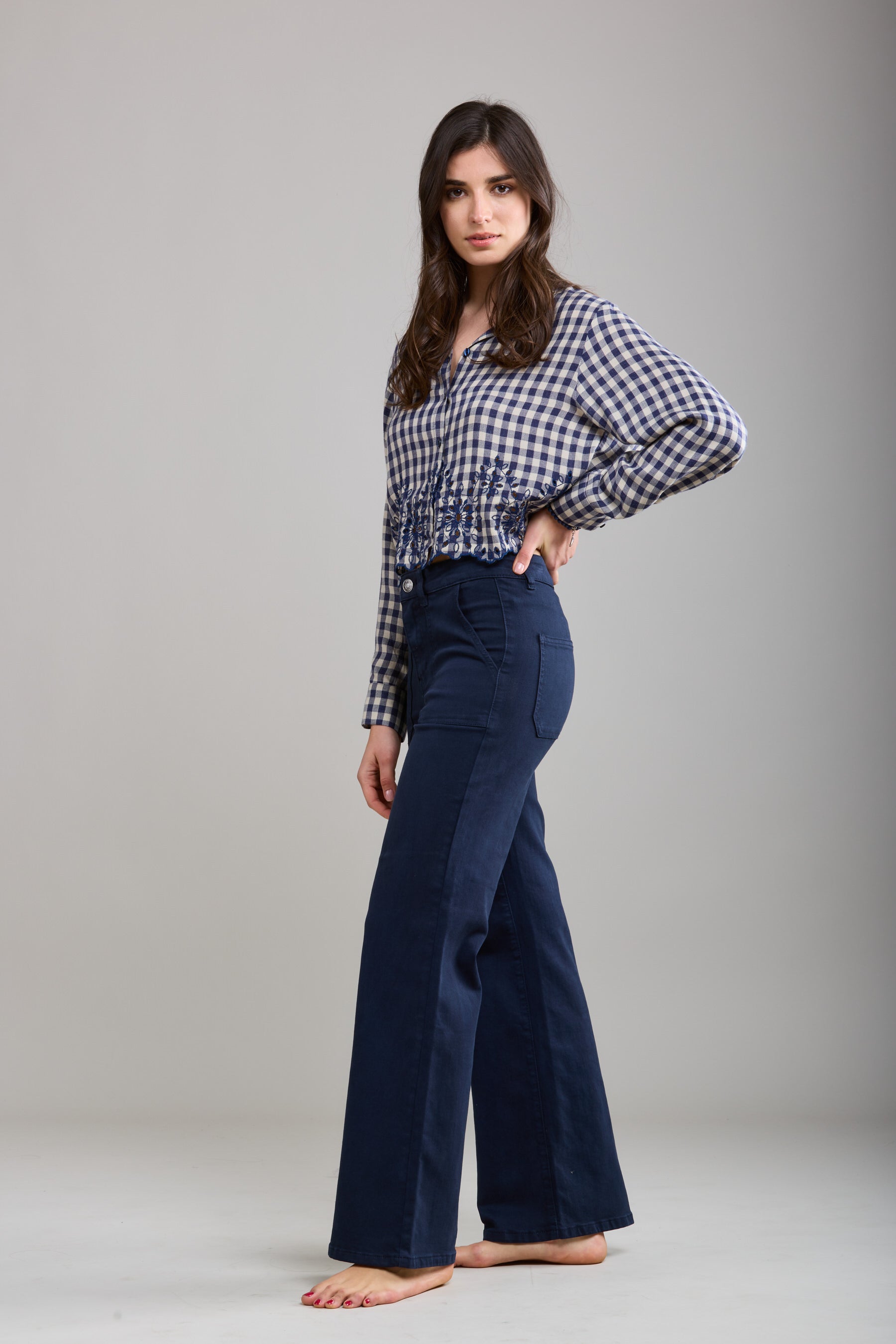 Toxik3 stretch flare jeans met grote zakken