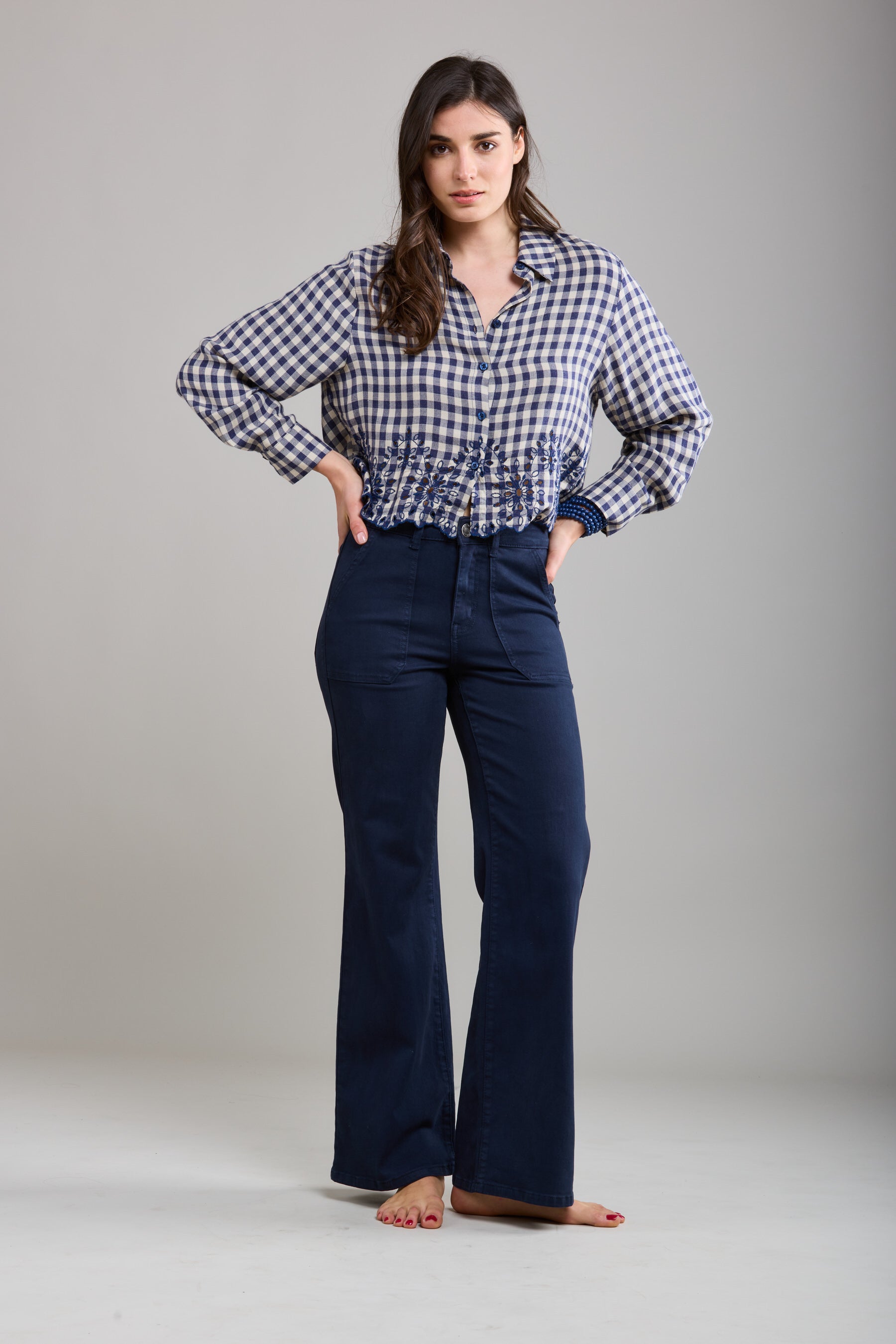 Toxik3 stretch flare jeans met grote zakken