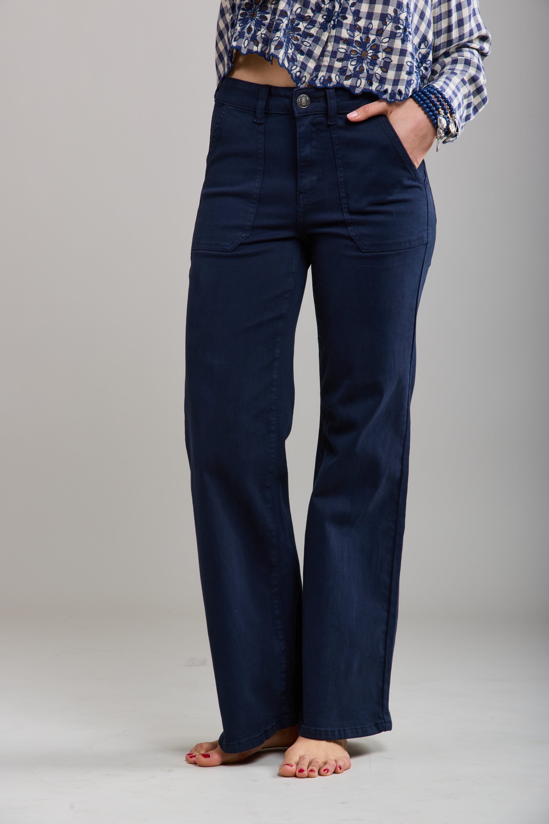 Toxik3 stretch flare jeans met grote zakken