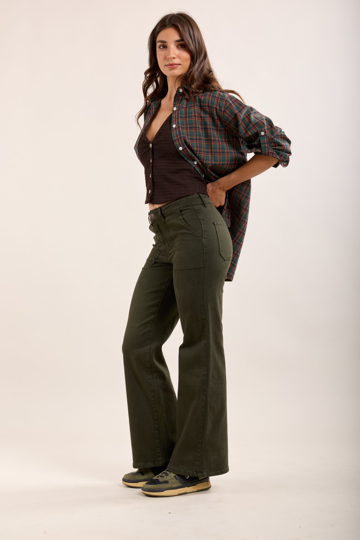 Toxik3 stretch flare jeans with big pockets