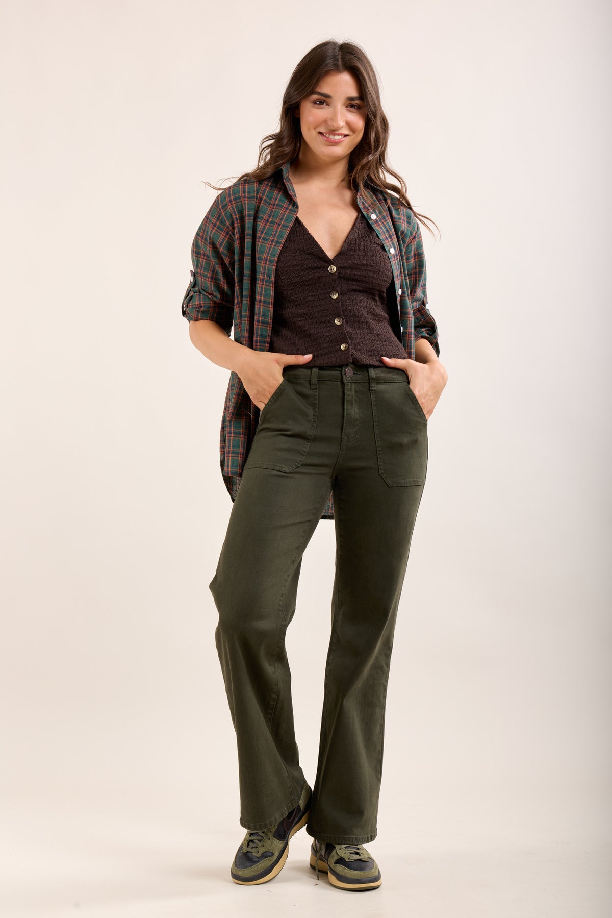 Toxik3 stretch flare jeans with big pockets