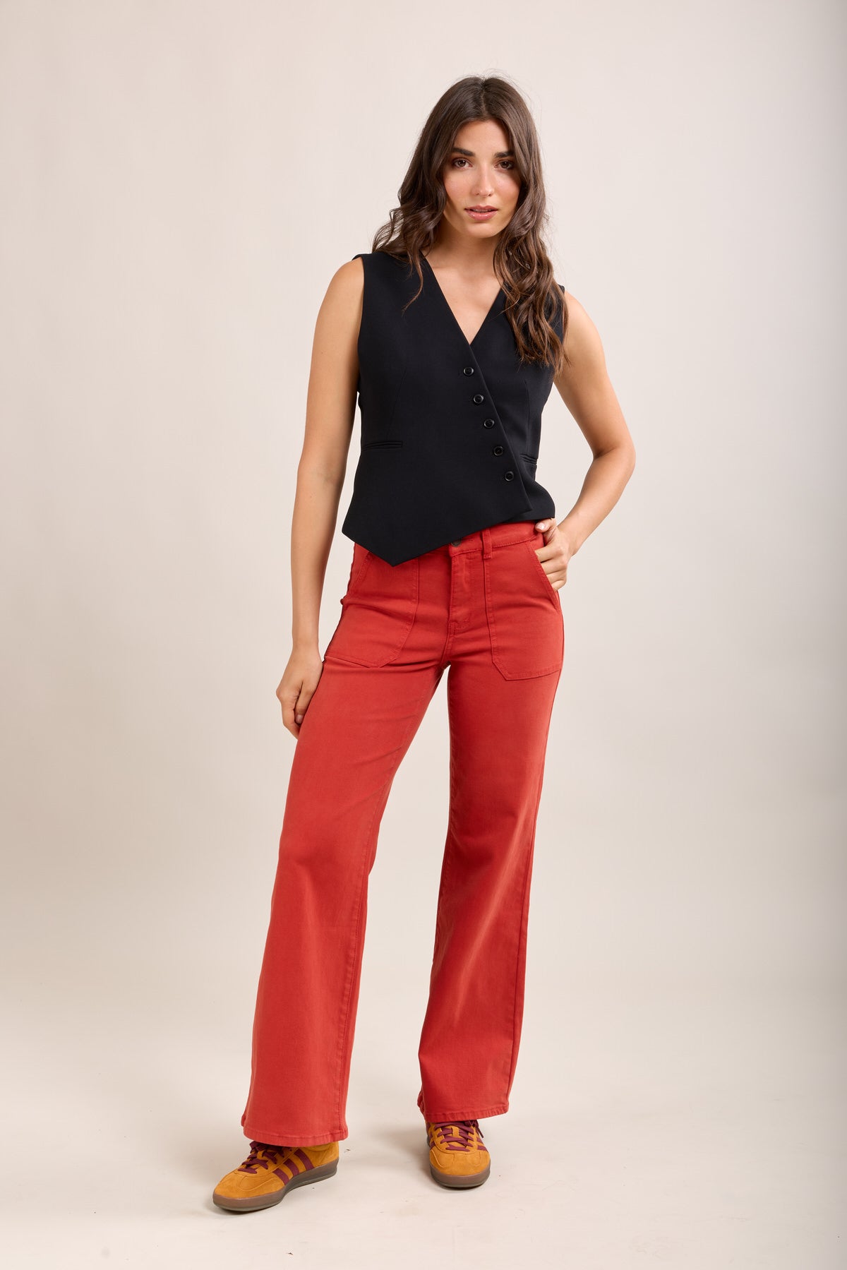 Toxik3 stretch flare jeans met grote zakken