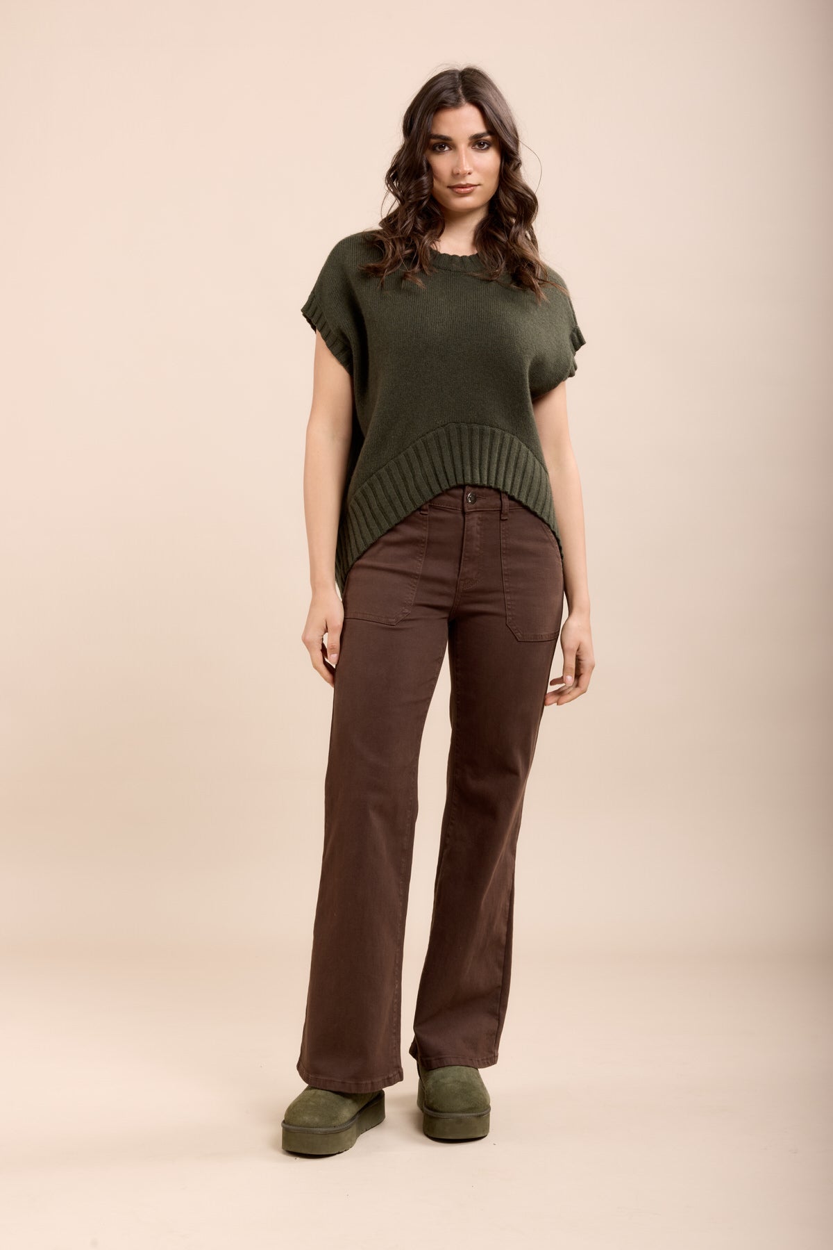 Toxik3 stretch flare jeans met grote zakken