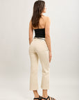 Toxik3 pantalon jean bootcut cropped clous latéraux accessoire ceinture
