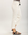 Toxik3 pantalon jean bootcut cropped clous latéraux accessoire ceinture