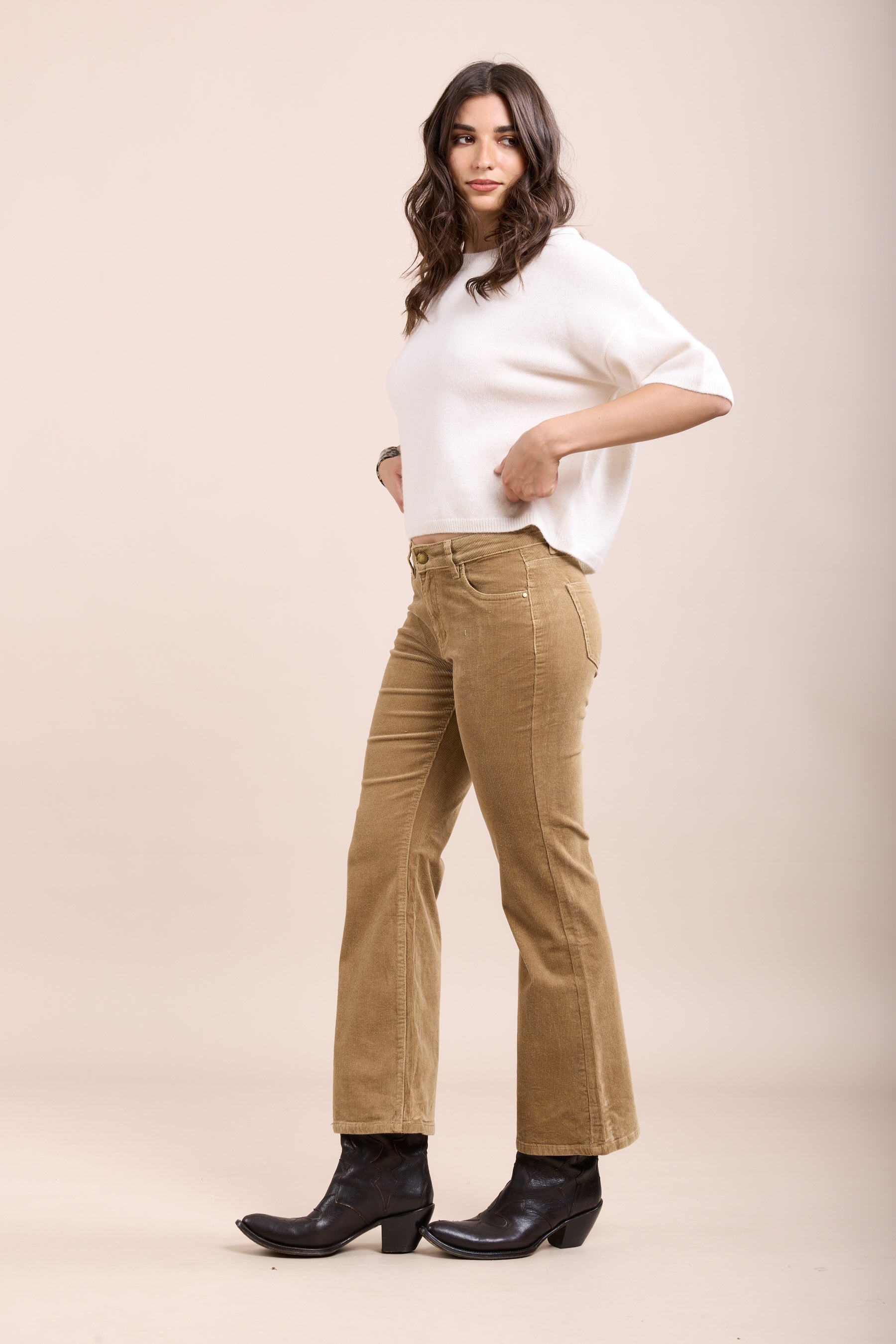 Toxik3 Bootcut-Hose aus Stretch-Velours