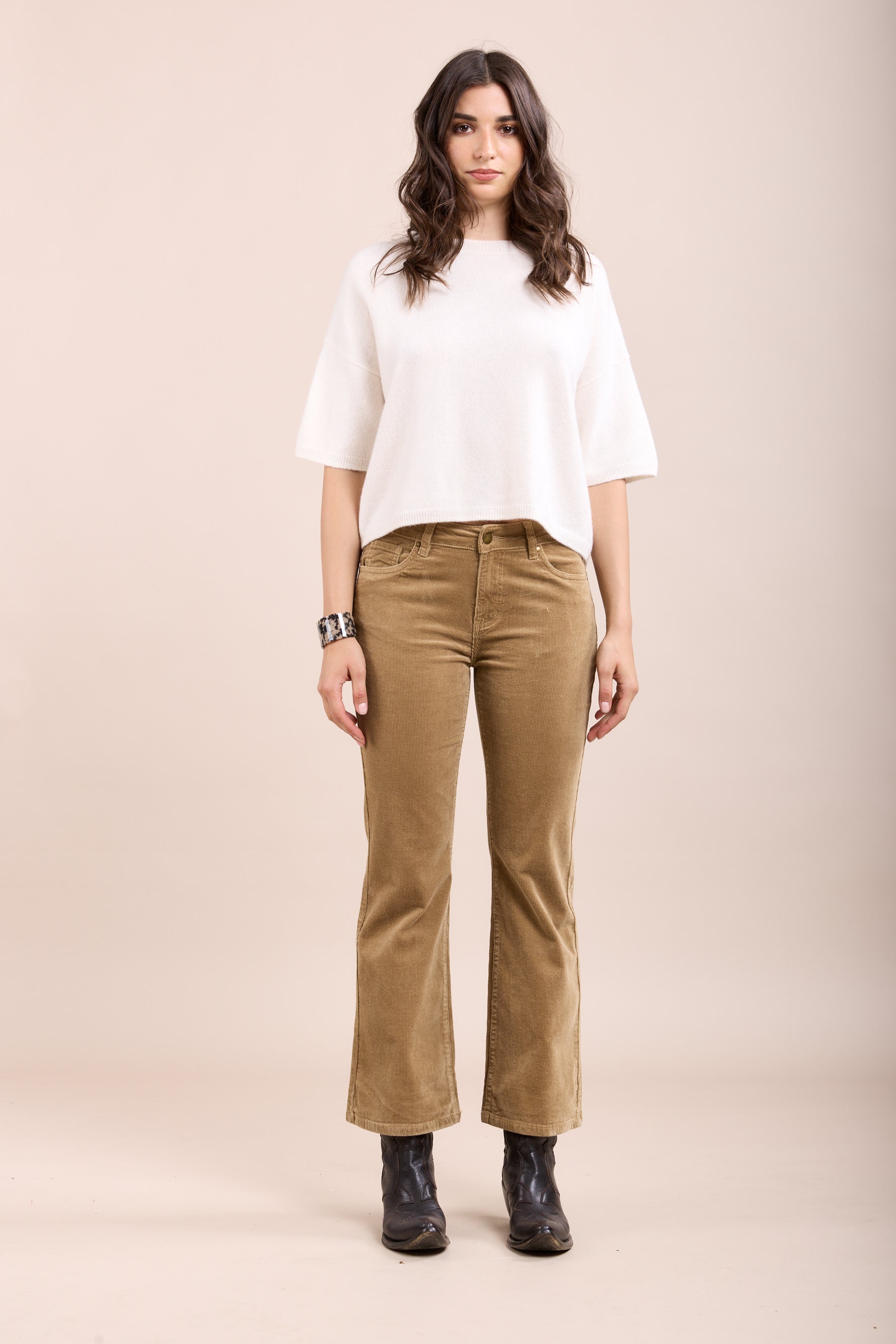 Toxik3 Bootcut-Hose aus Stretch-Velours