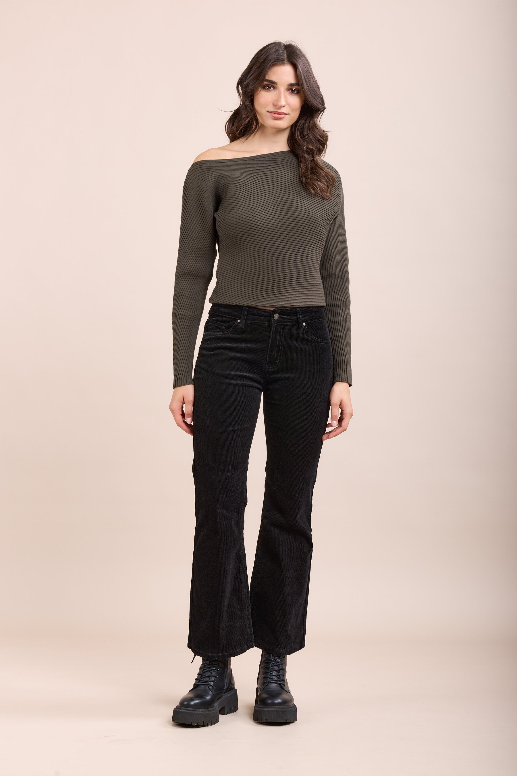 Toxik3 Bootcut-Hose aus Stretch-Velours