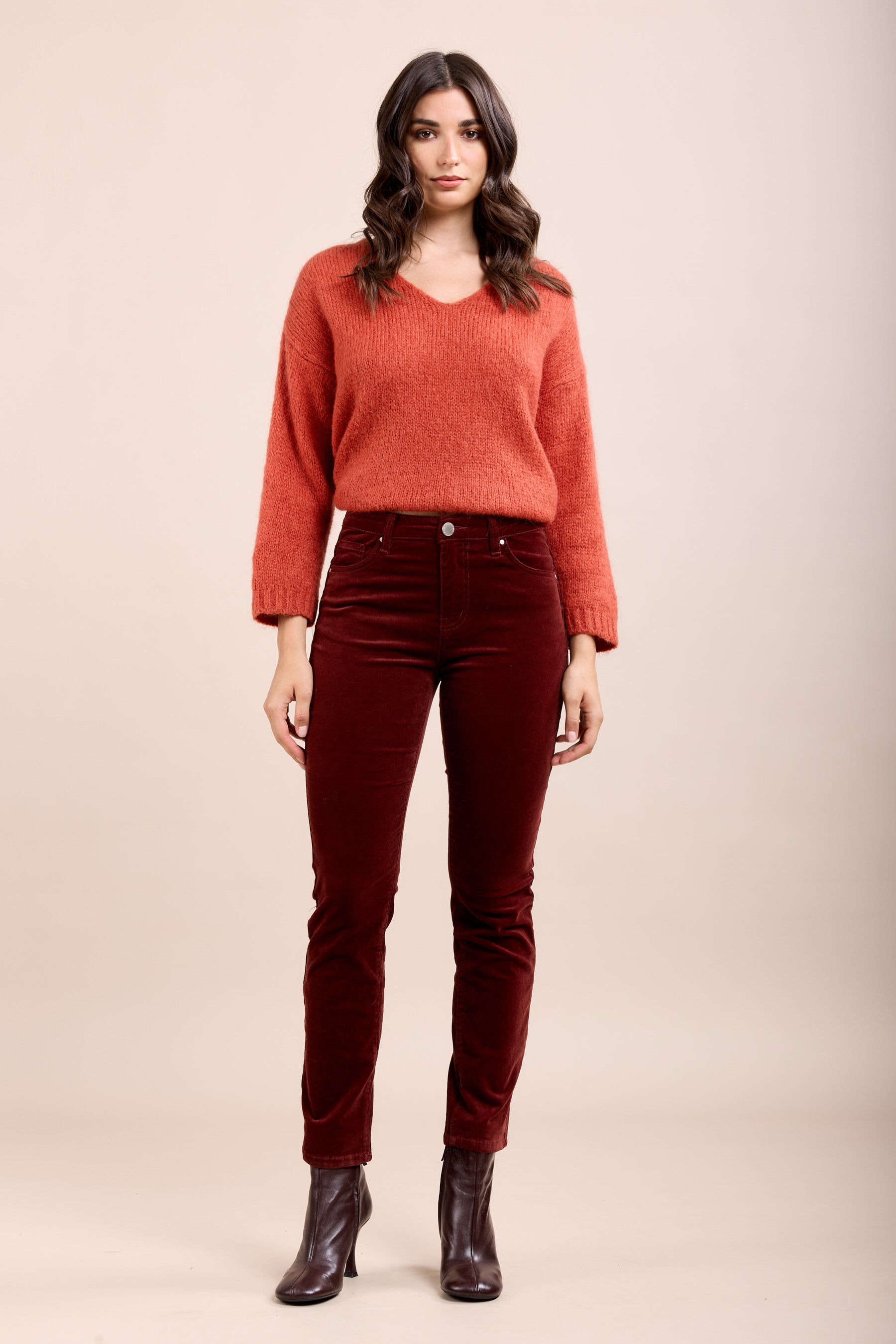 Toxik3 pantalon slim push-up stretch en velours milleraies