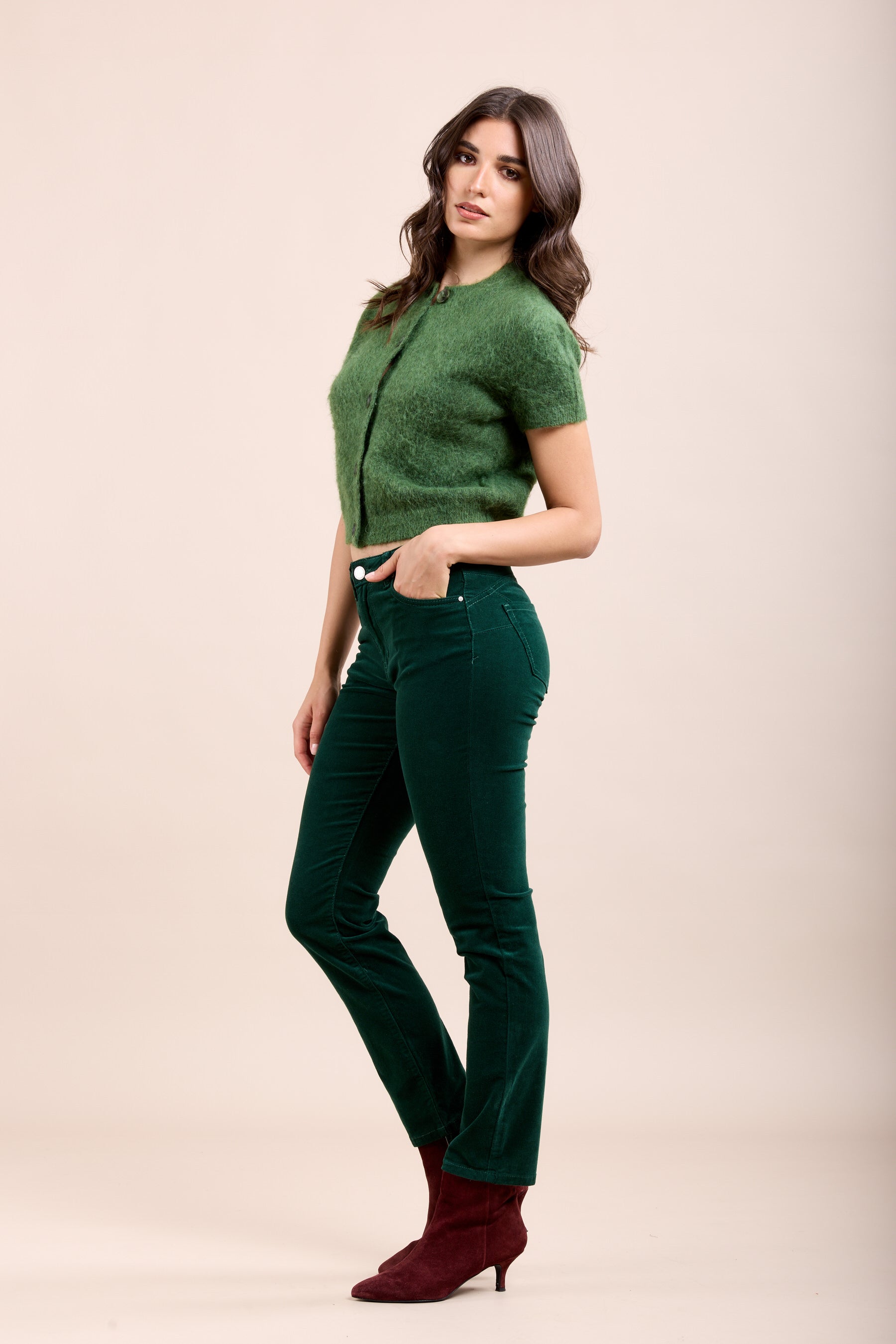 Toxik3 pantalon slim push-up stretch en velours milleraies