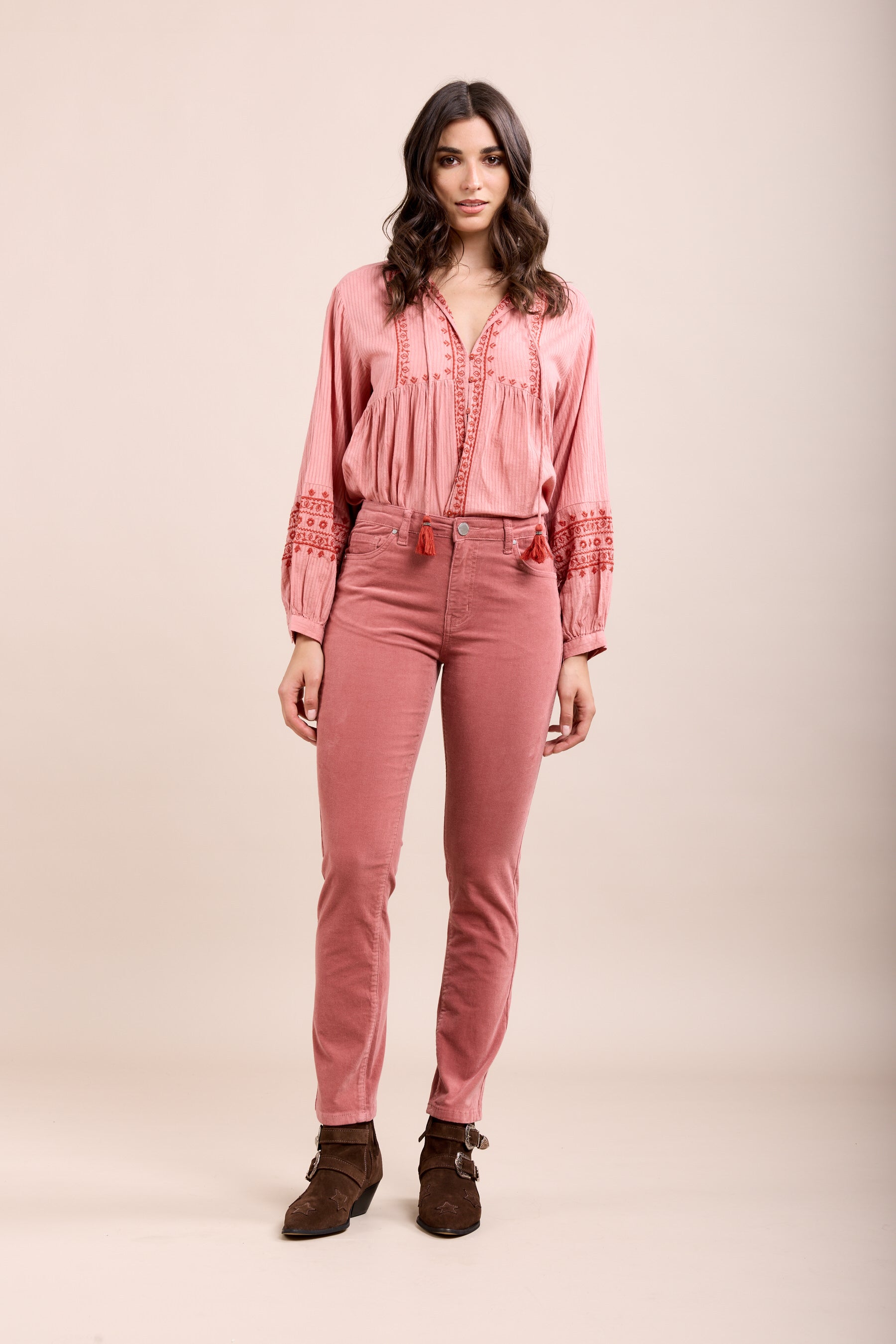 Toxik3 pantalon slim push-up stretch en velours milleraies