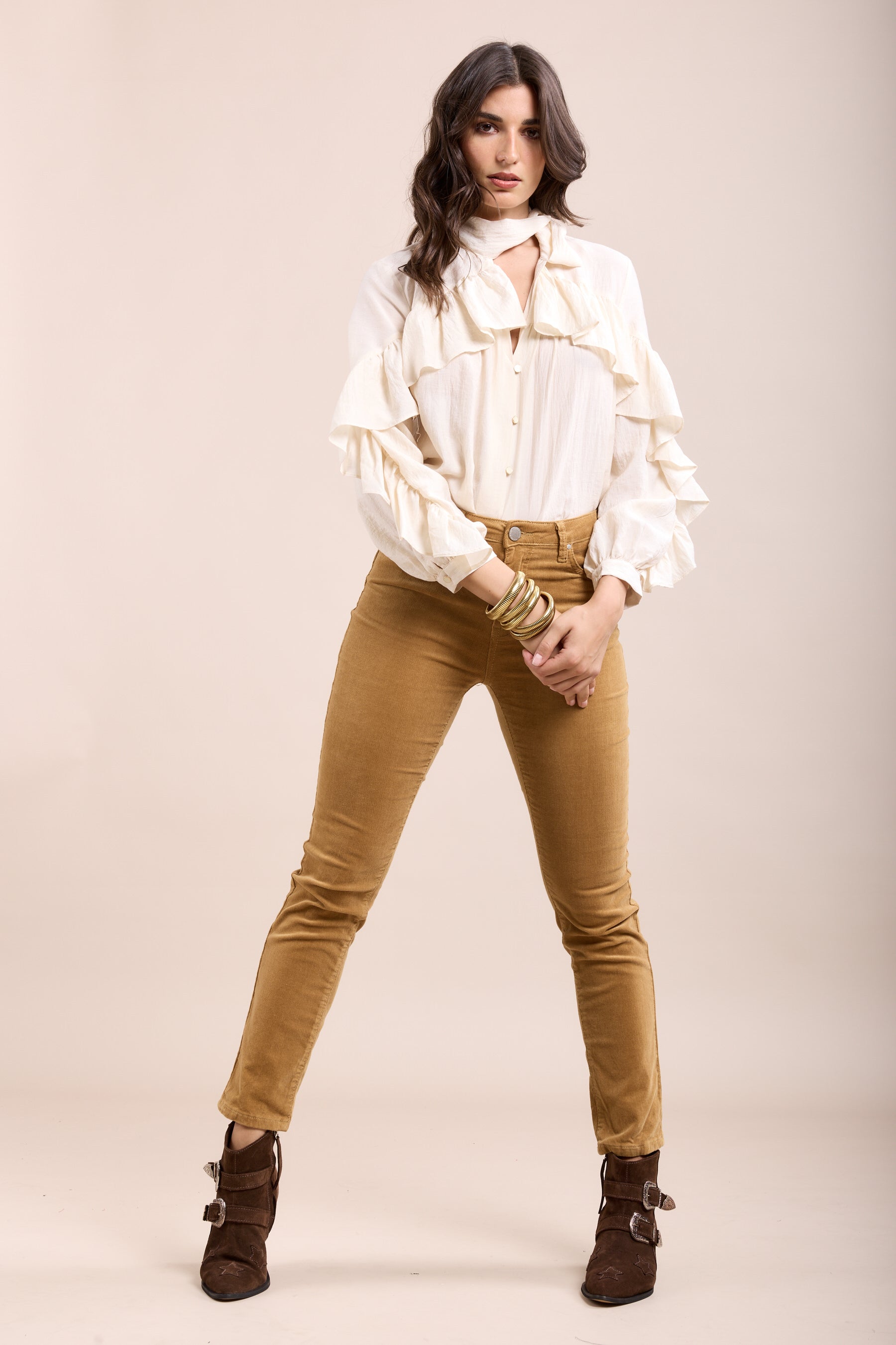 Toxik3 pantalon slim push-up stretch en velours milleraies