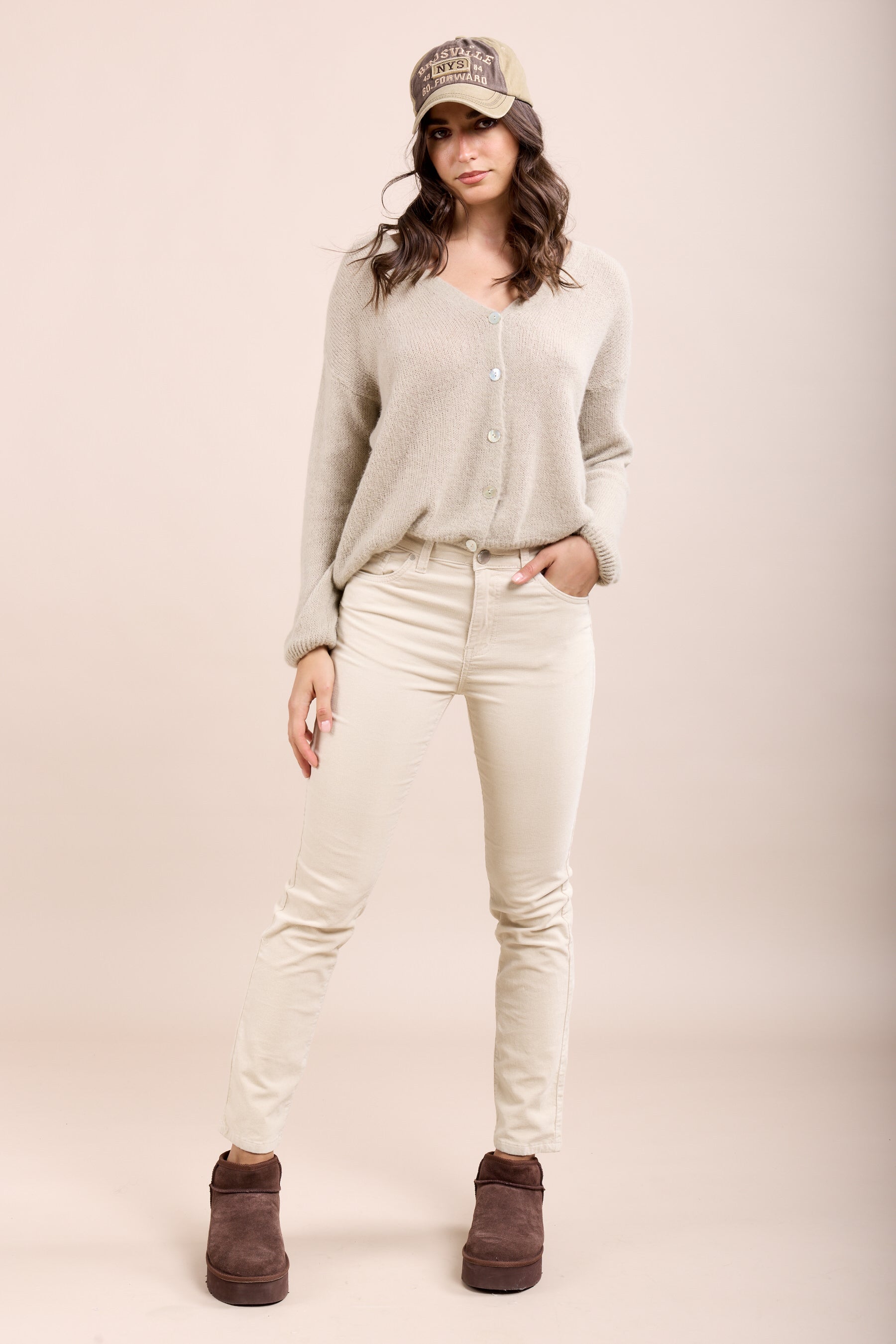 Toxik3 pantalon slim push-up stretch en velours milleraies