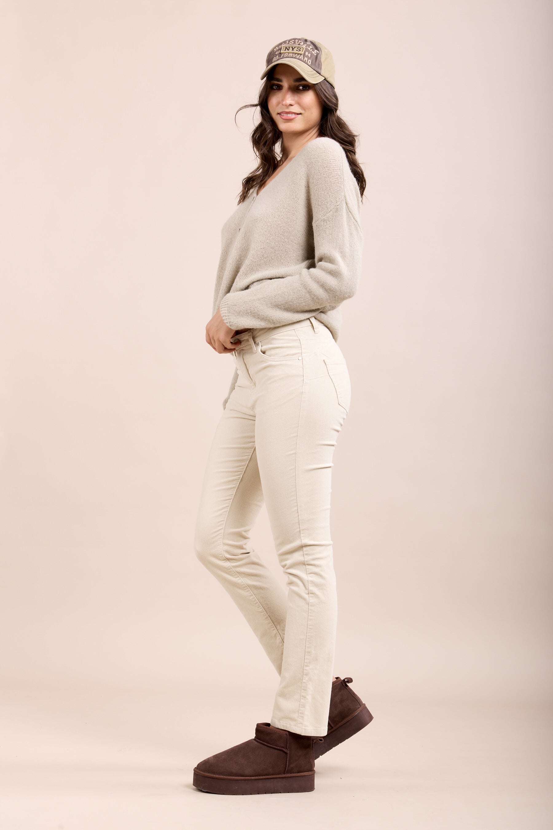 Toxik3 pantalon slim push-up stretch en velours milleraies