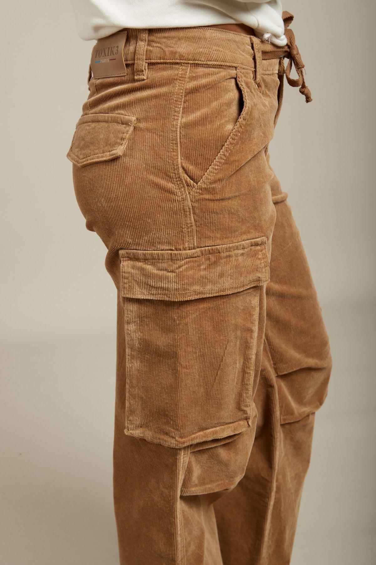 Toxik3 pantalon cargo wide velours milleraies