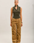 Toxik3 pantalones cargo milrayas anchos de terciopelo