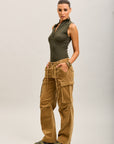 Toxik3 pantalones cargo milrayas anchos de terciopelo