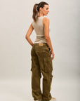 Toxik3 pantalones cargo milrayas anchos de terciopelo