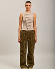 Toxik3 pantalones cargo milrayas anchos de terciopelo