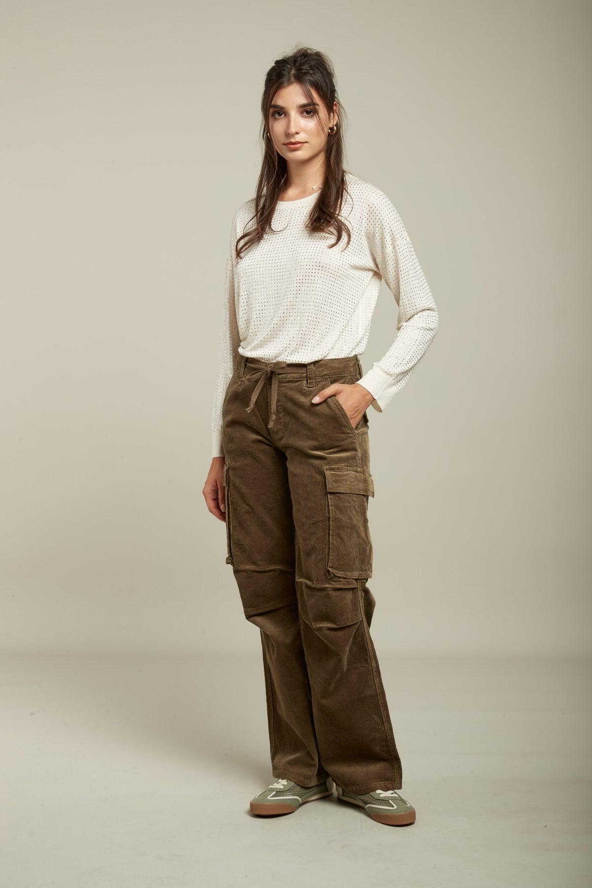 Toxik3 pantalon cargo wide velours milleraies