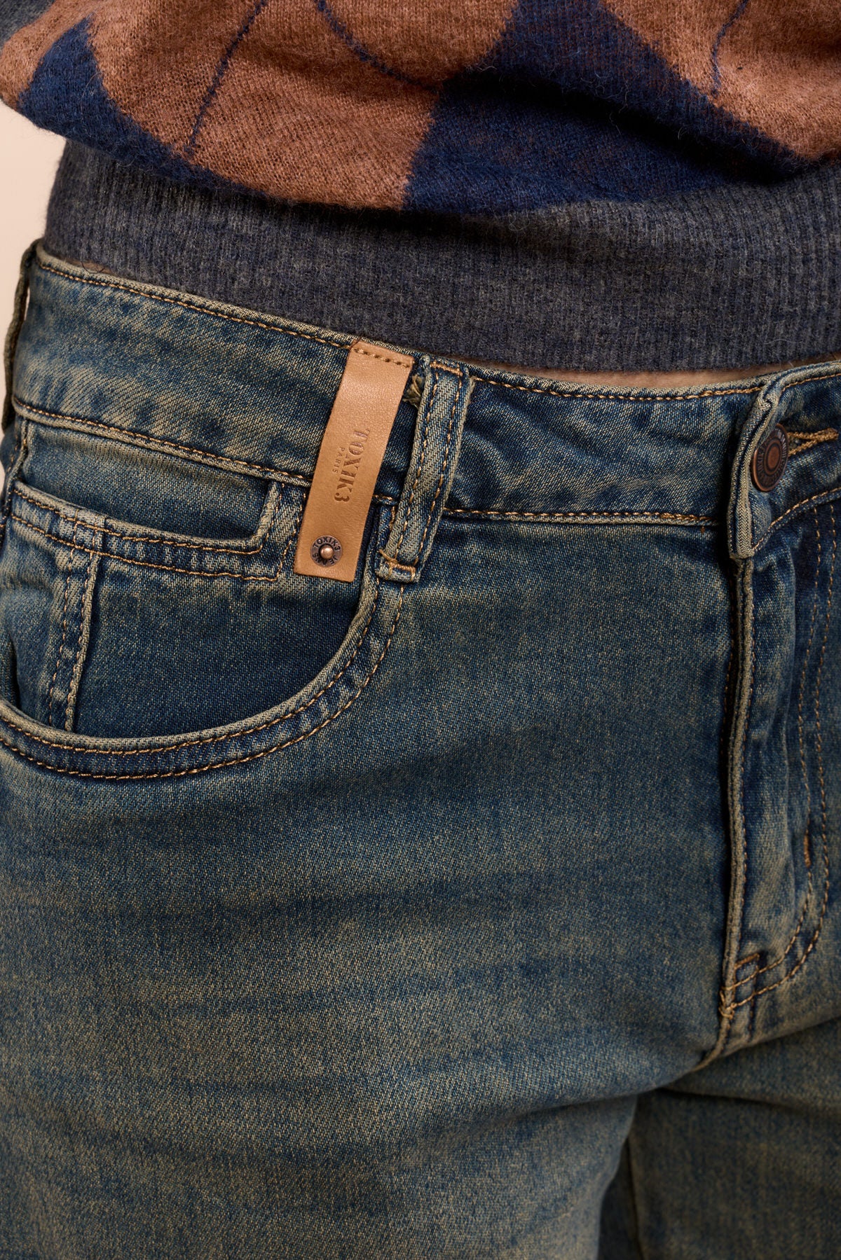 Toxik3 pantalon jean droit à languette Toxik3 paris