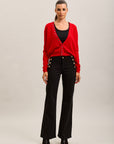 Toxik3 stretch denim bootcut jean pants gold buttons