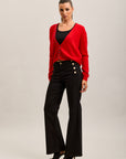 Toxik3 stretch denim bootcut jean pants gold buttons