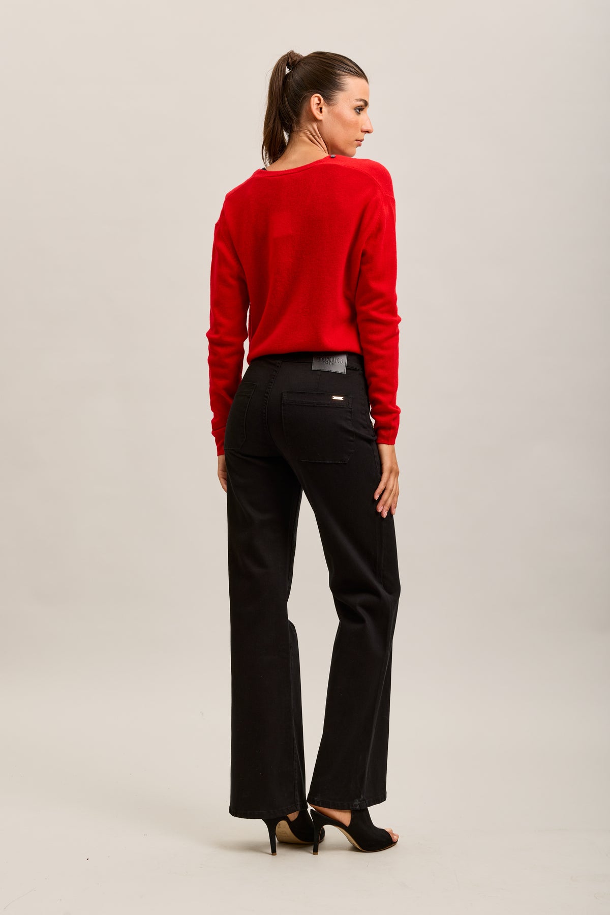 Toxik3 stretch denim bootcut jean pants gold buttons