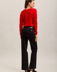 Toxik3 stretch denim bootcut jean pants gold buttons