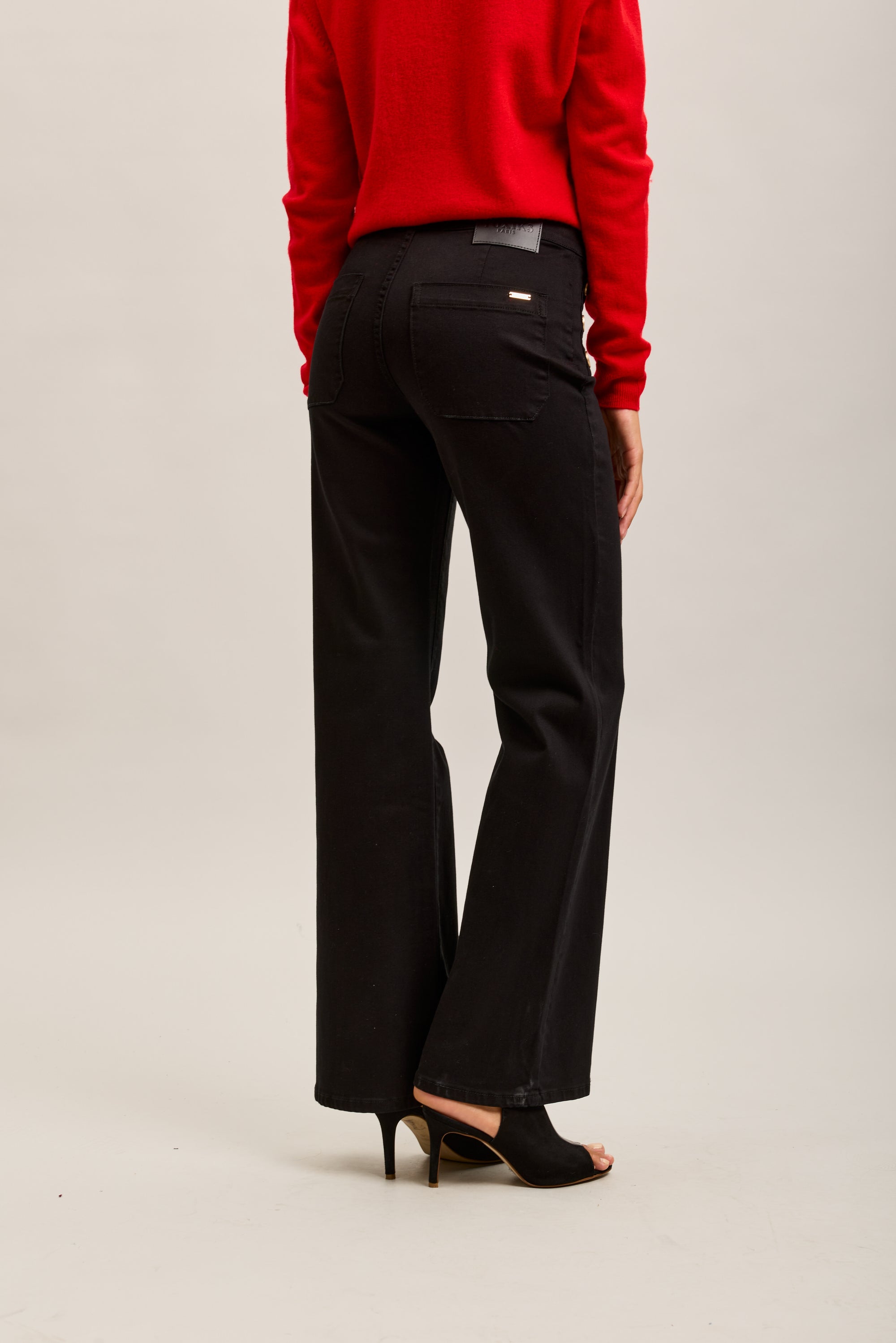 Toxik3 stretch denim bootcut jean pants gold buttons