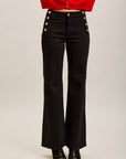 Toxik3 stretch denim bootcut jean pants gold buttons