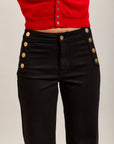 Toxik3 stretch denim bootcut jean pants gold buttons
