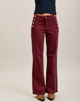 Toxik3 stretch denim bootcut jean pants gold buttons