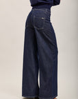 Toxik3 jean stretch wide nervuré à ceinture bleu brut