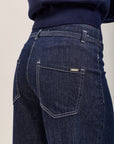 Toxik3 jean stretch wide nervuré à ceinture bleu brut