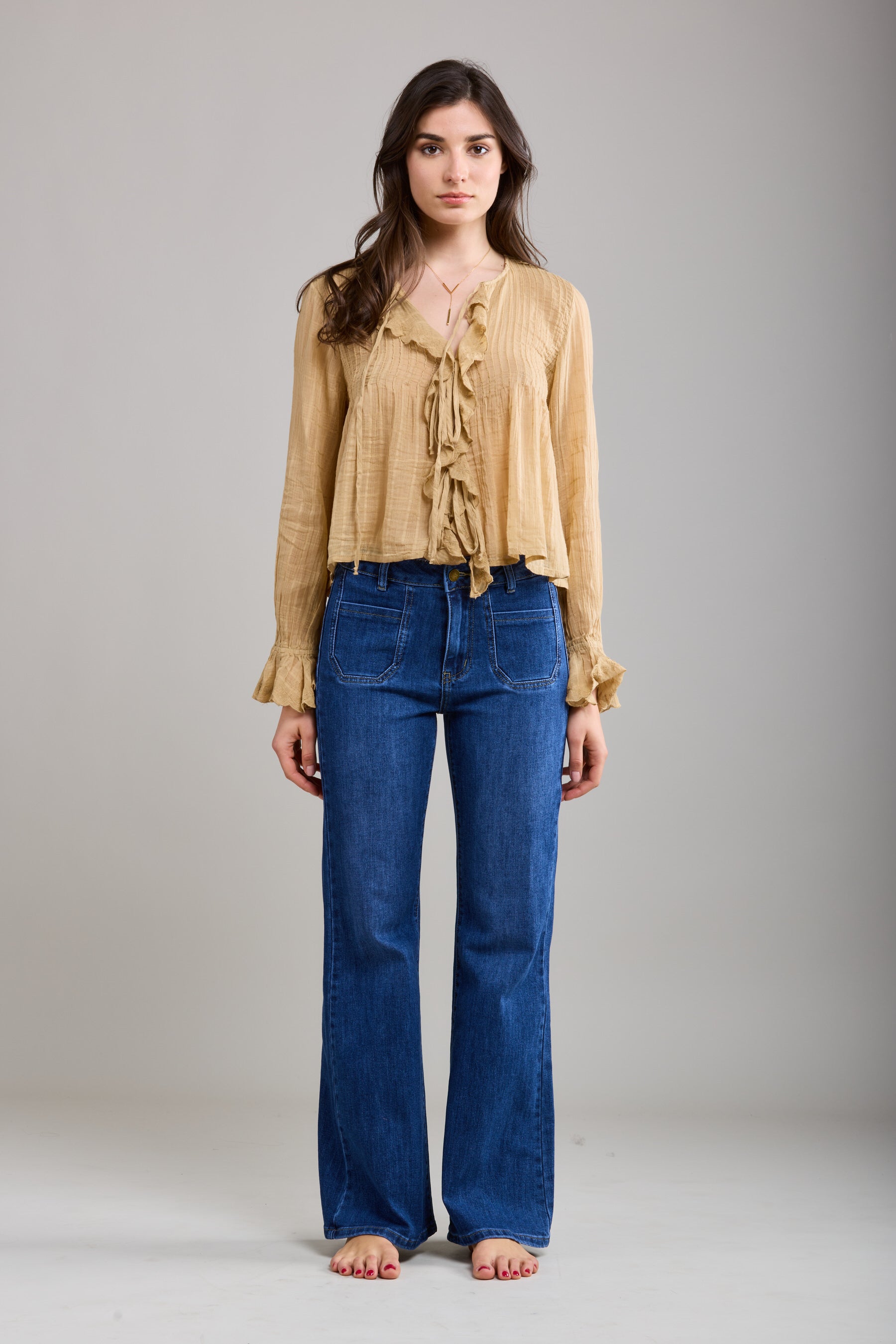 Pantalones vaqueros bootcut de denim elástico Toxik3 con bolsillos ribeteados