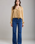 Pantalones vaqueros bootcut de denim elástico Toxik3 con bolsillos ribeteados