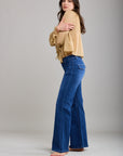 Pantalones vaqueros bootcut de denim elástico Toxik3 con bolsillos ribeteados