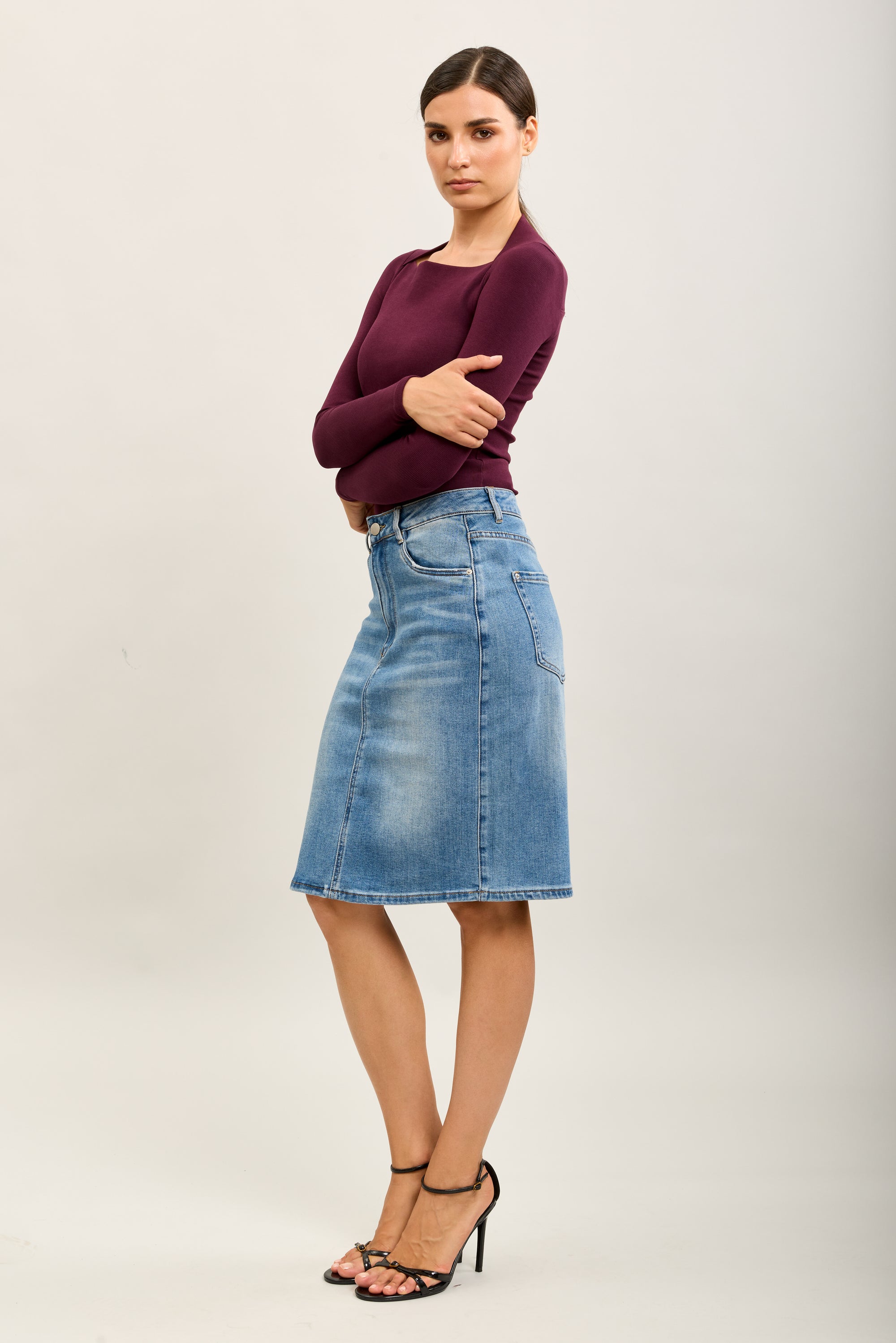 toxik3 jupe jean crayon denim