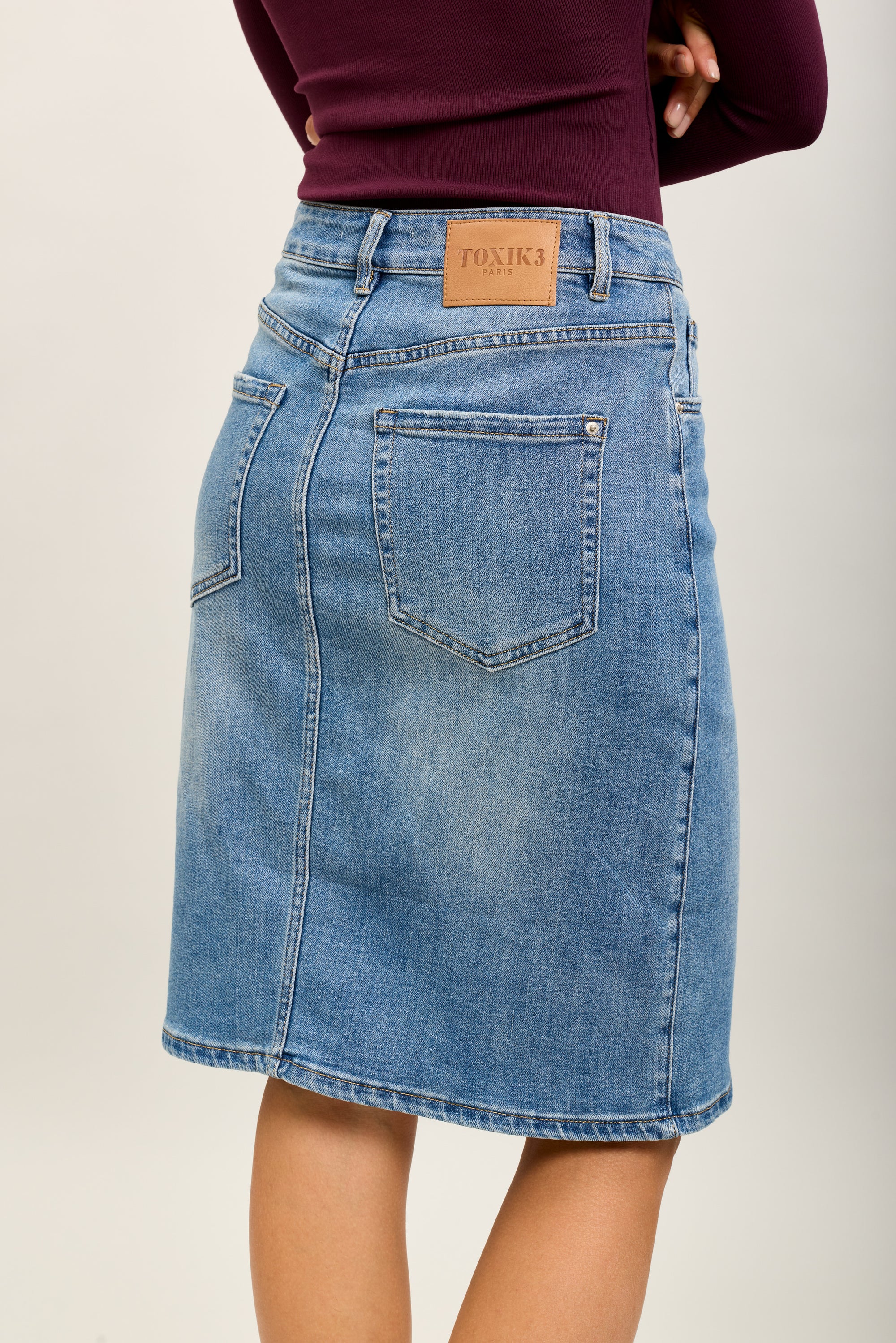 toxik3 jupe jean crayon denim