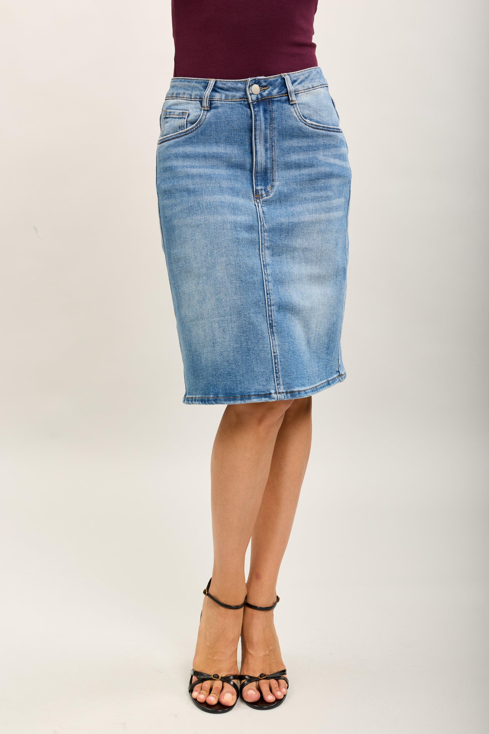 toxik3 jupe jean crayon denim