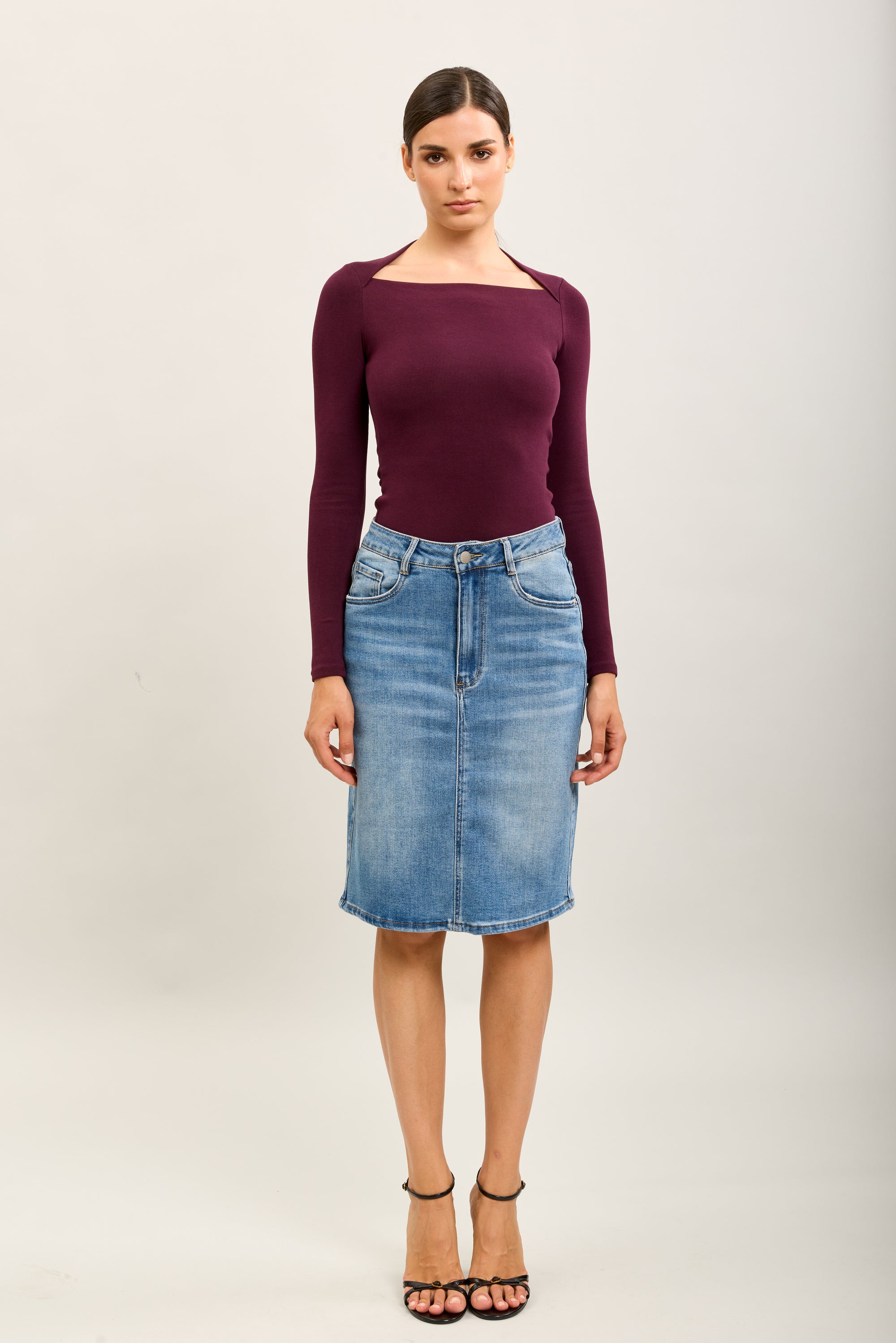 toxik3 jupe jean crayon denim