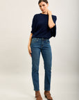 Toxik3 jean droit denim stretch strass