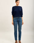 Toxik3 jean droit denim stretch strass